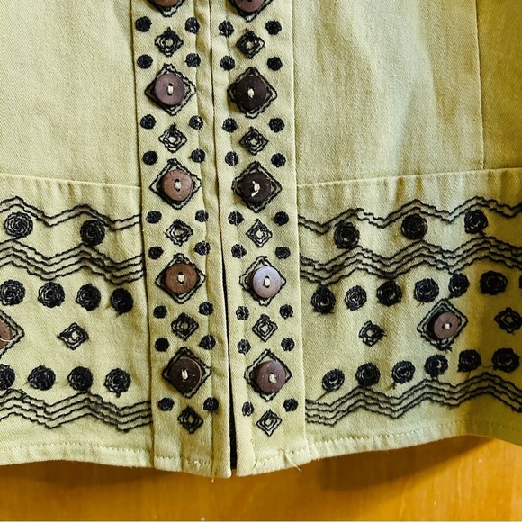 JM Collection Petite Zip-Up Olive green Top with embroidery size 14 petite - Picture 3 of 5